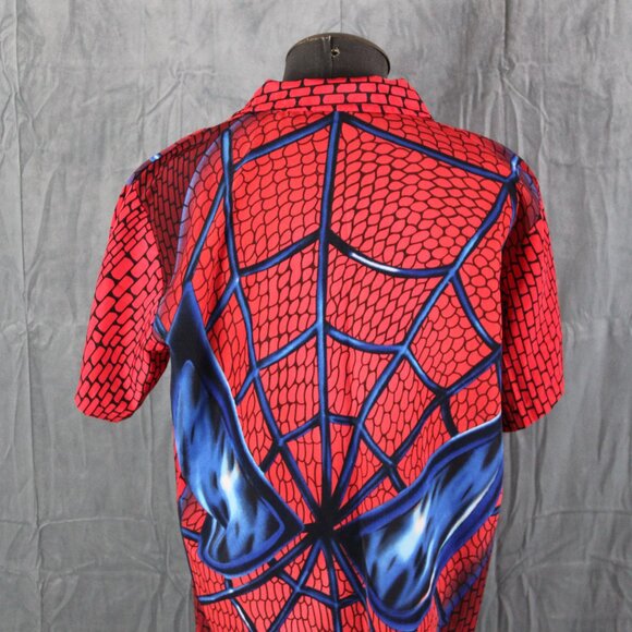 Spiderman Shirt (VTG) - Big Graphic Mask Button Down - Men's Large - Picture 6 of 9